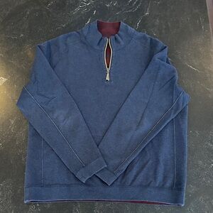 Tommy Bahama Men's Navy and Maroon Reversible Quarter-Zip Sweater